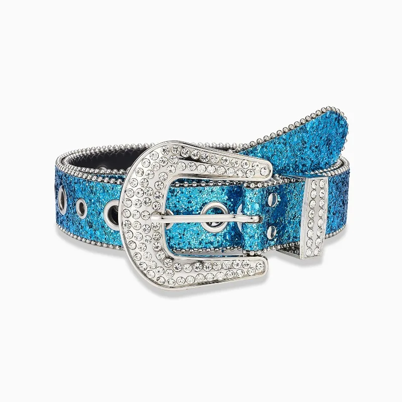 Y2K Punk Rock Belts for Women Girls Female Rhinestone Jeans Belt Sequins Fashion Accessories Silver Pink Waistband Western 3.8cm