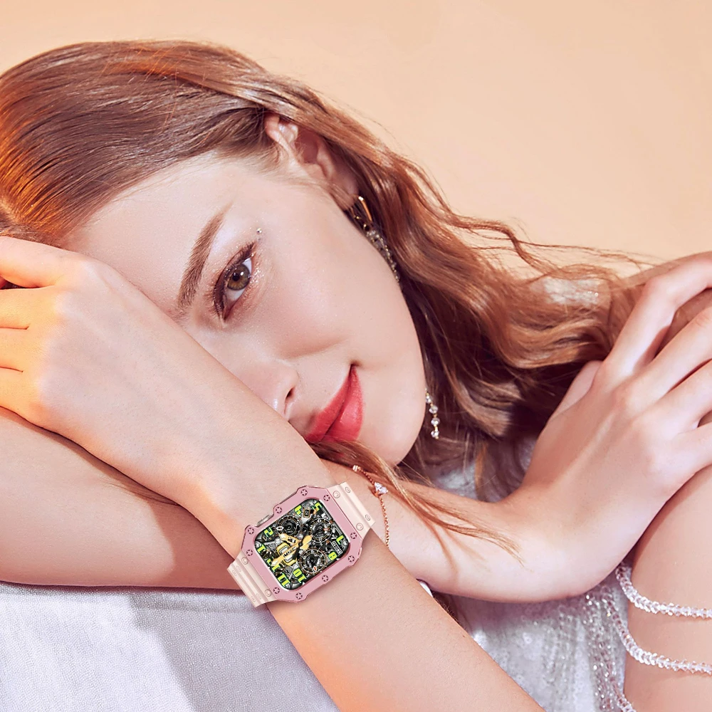 Electroplated TPU Integrated Strap for Apple Watch 44mm 40mm 45mm 41mm 42mm 38mm Sports Silicone Wristband for iWatch 8765432SE