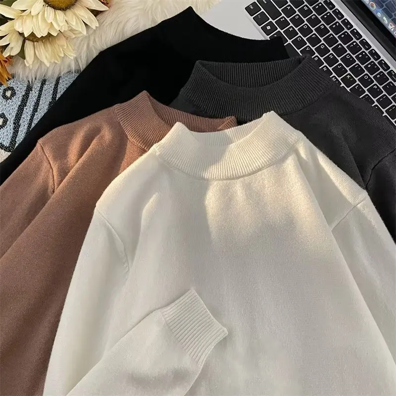 Men's Solid Knit Pullover Male Sweat-shirt Sweater Men Clothing Warm Casual Fashion Streetwear for Spring Autumn Hombre New