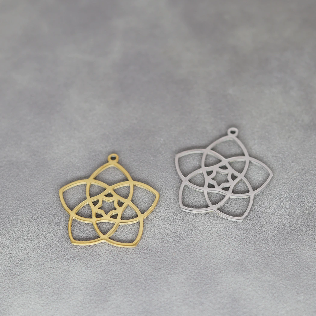 3pcs/lot Artistic Geometric Venus Flower Pendant Stainless Steel Charms Simple Jewelry Birthday Gift Accessories