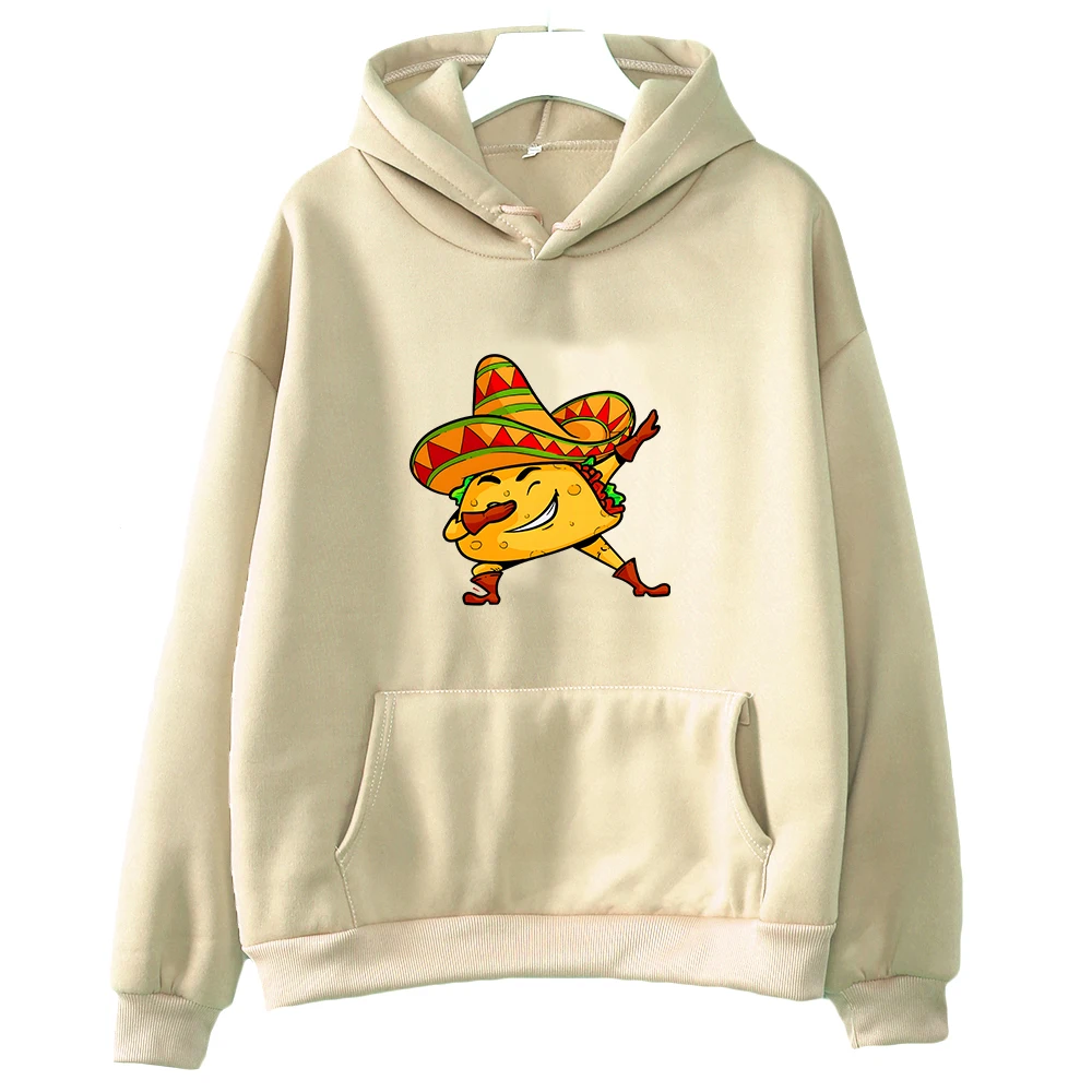 Dabbing Taco Cinco De Mayo Sweatshirts Graphic Printed Long Sleeve Hoodies Funny Mexican Food Pullovers Fleece Hooded Streetwear