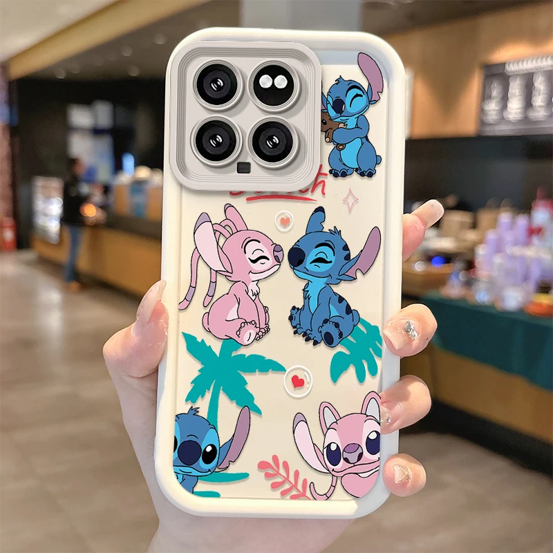 Cute Disney Stitch Couple Cartoon TPU Phone Case for XiaoMi 14 13 12 11T Pro 13 12 11 Lite Poco F6 F5 X5 X3 Pro Protective Cover