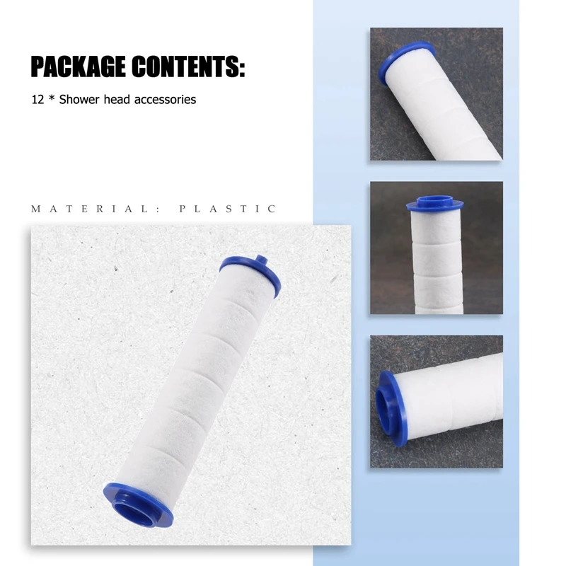 TKOH-Filter Cartridge For Vortex Shower Head 3.7In Set Of 12 Replacement Filter Cartridge For Detachable Propeller