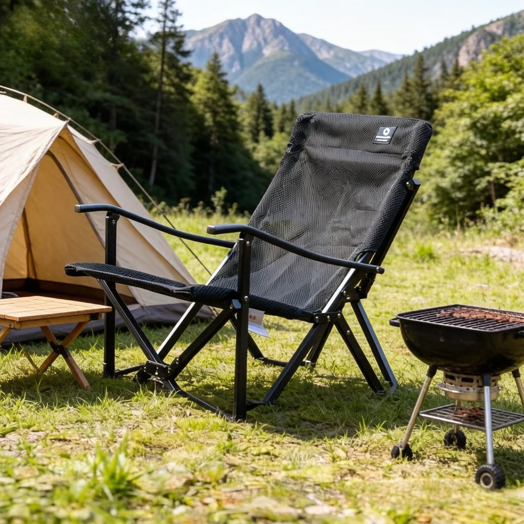 New Summer Breathable Mesh Outdoor Fishing Folding Chair, Camping Angler Seat, Strong Load Sturdy Durable for Outdoor Leisure