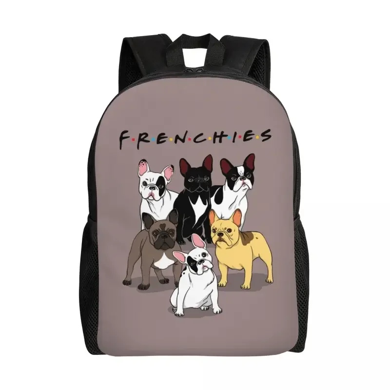 

Custom Funny Frenchies French Bulldog Laptop Backpack Men Women Casual Bookbag for School College Students Dog Animal Bags