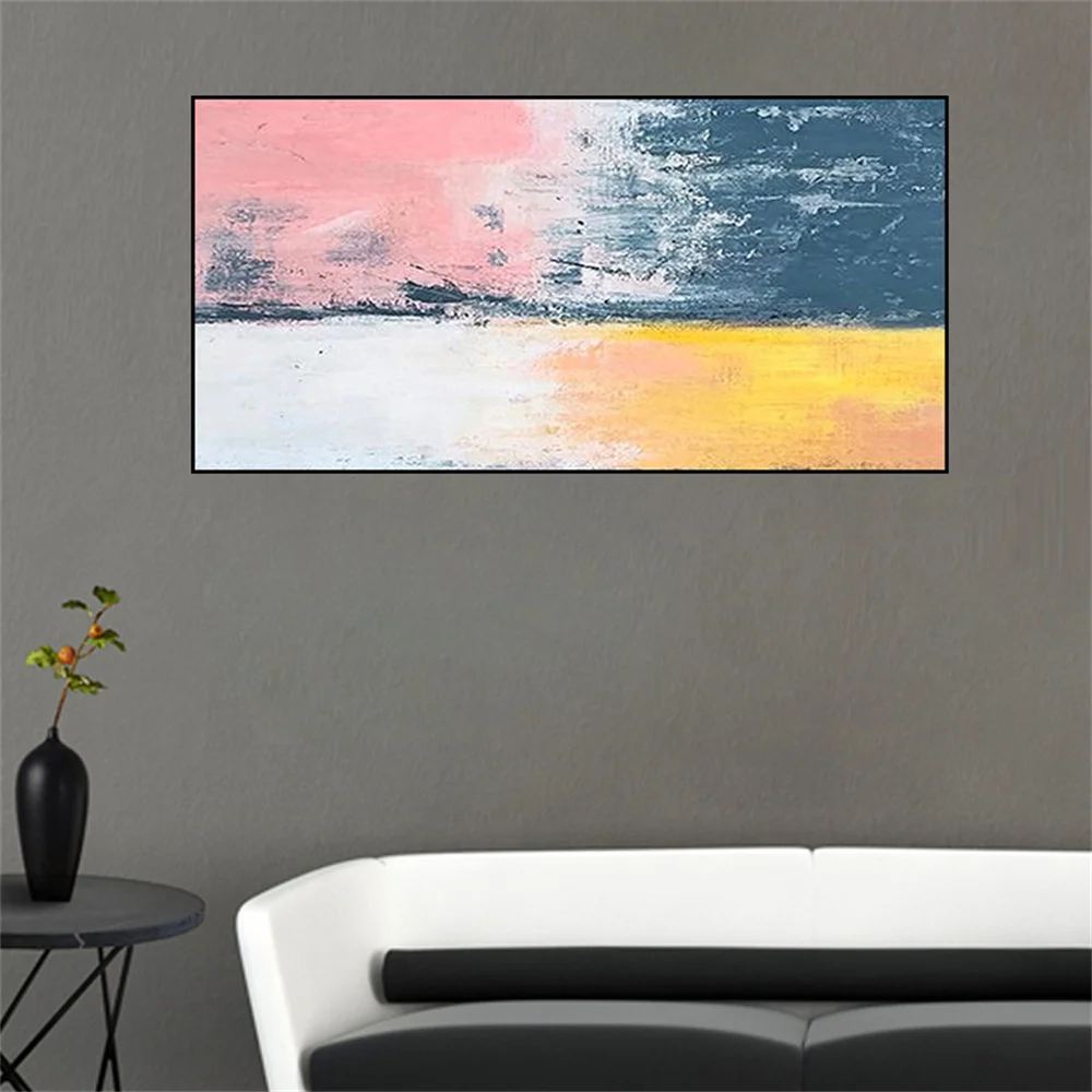 

100% Handmade Simple Landscape Mural Seaside Sunrise Boats Oil Paintings On Canvas Wall Art Picture Gift For Living Room Decor