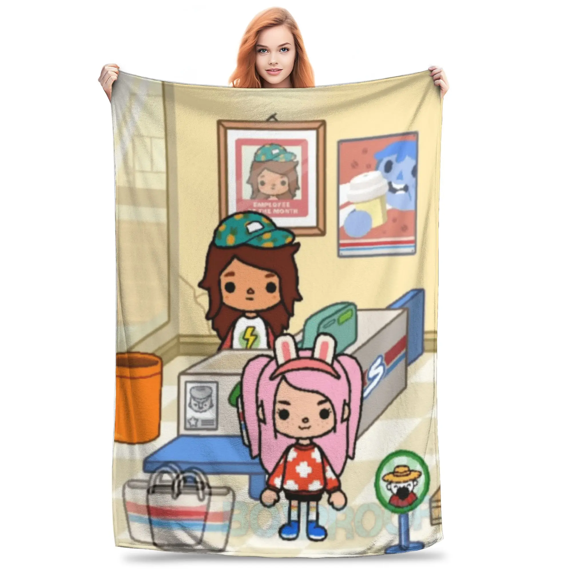 

Toca Life Box Toca Boca Cute Game Blankets Soft Warm Flannel Throw Blanket Bedspread for Bed Living room Picnic Travel Home