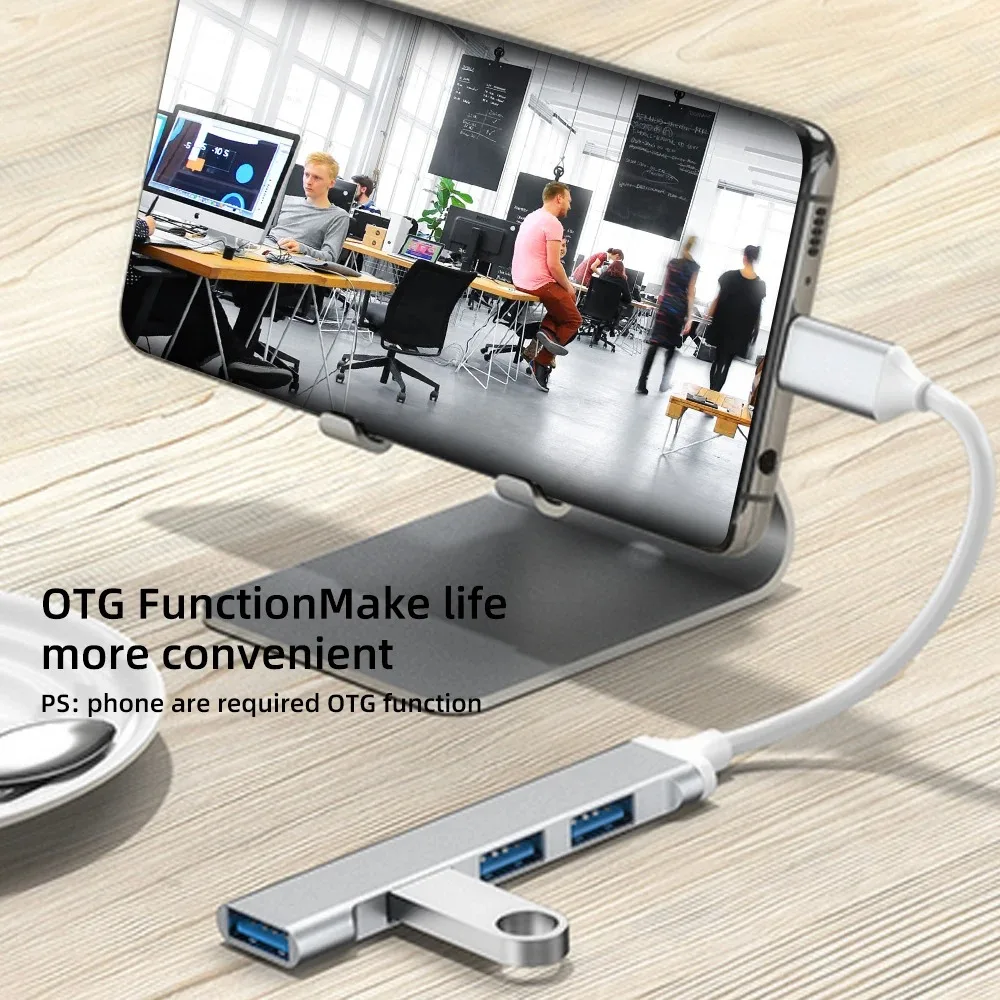 4 พอร์ต USB 3.0 HUB ประเภท C Multi Splitter Adapter 5Gbps สําหรับ PC อุปกรณ์เสริมคอมพิวเตอร์ Multiport HUB 4 USB 3.0 2.0 พอร์ต