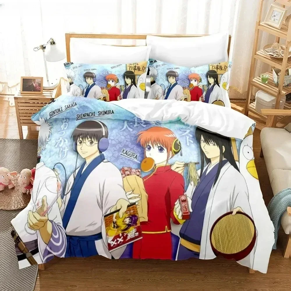 NEW 3D Anime Gintama Bedding Set Quilt Cover Pillowcases Single Double Full Queen King Kids Teens 3D Sakata Gintoki Duvet Cover