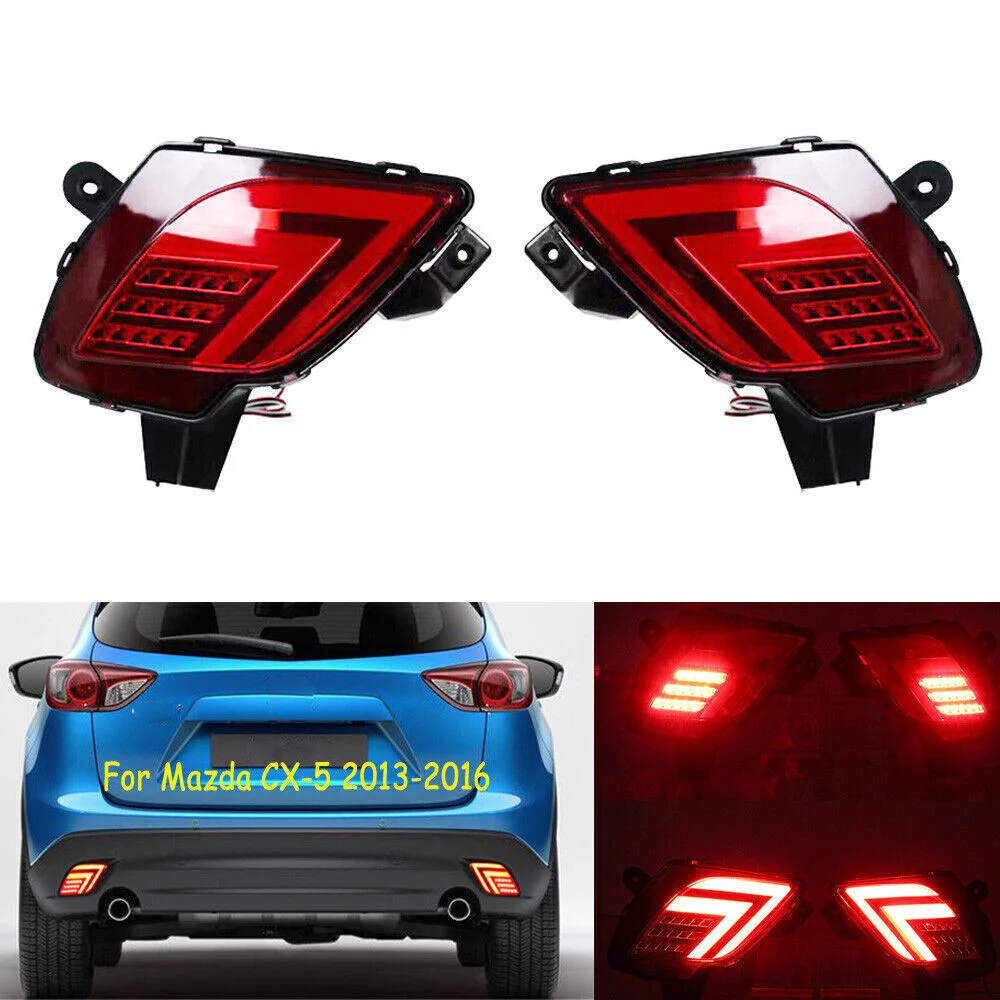 

2PCS Tail Rear Bumper Lights Reflector For Mazda CX-5 2013-2016 LED Car Rear BumperTail Light Rear Fog Lamp Brake Light