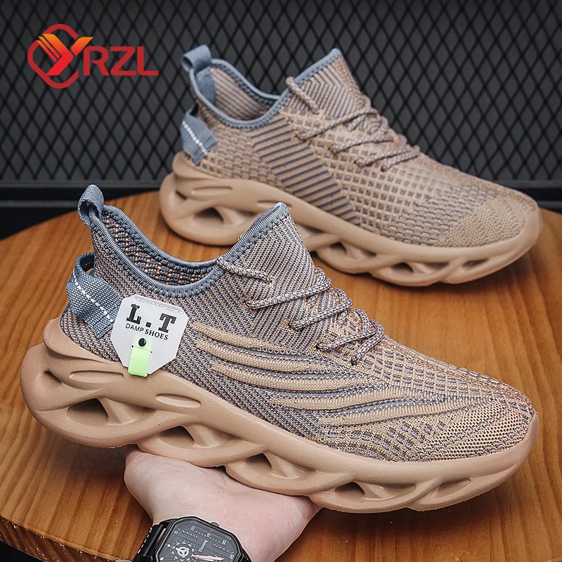 YRZL Running Sneakers Men's Casual Shoes Outdoor Big Size Lightweight Breathable Mesh Increase Comfortable Sports Shoes for Men image 3