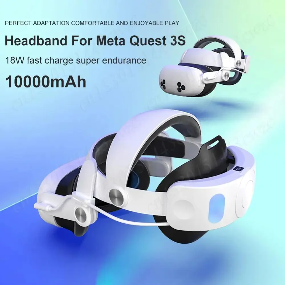 

Ремешок на голову с аккумулятором X-T, 10000 мАч для гарнитуры Meta Quest 3S VR, элитный ремешок, регулируемый комфортный ремешок VR, уменьшает стресс на лице