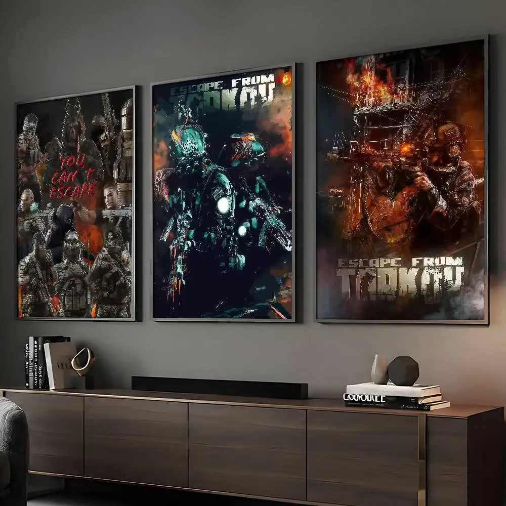 Video Game E-Escape F-From T-Tarkov Poster HD Sticky Wall Art Printing Waterproof Home Living Bed Room Bar Aesthetic Decor