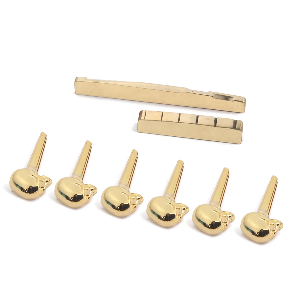 

Brass Guitar Bridge Nut Saddle Skull Design Acoustic Guitar Parts Replacement Polished Smooth