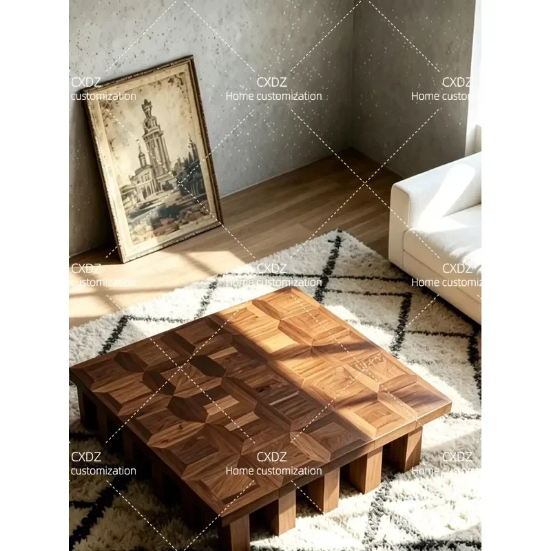 Retro style solid wood coffee table living room creative square low table B & B casual coffee table