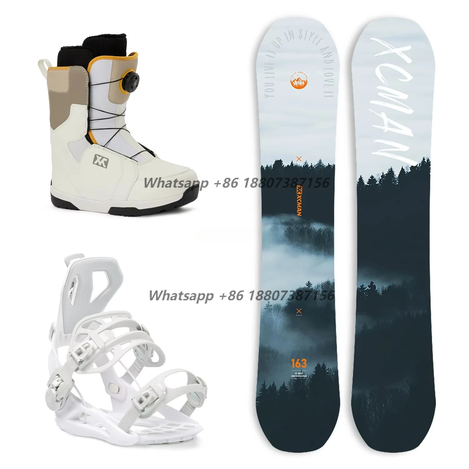 XCMAN Men's Complete Snowboard Package Camber True Twin Carved Snowboard + Bindings + Boots for All Terrain Best for Beginner