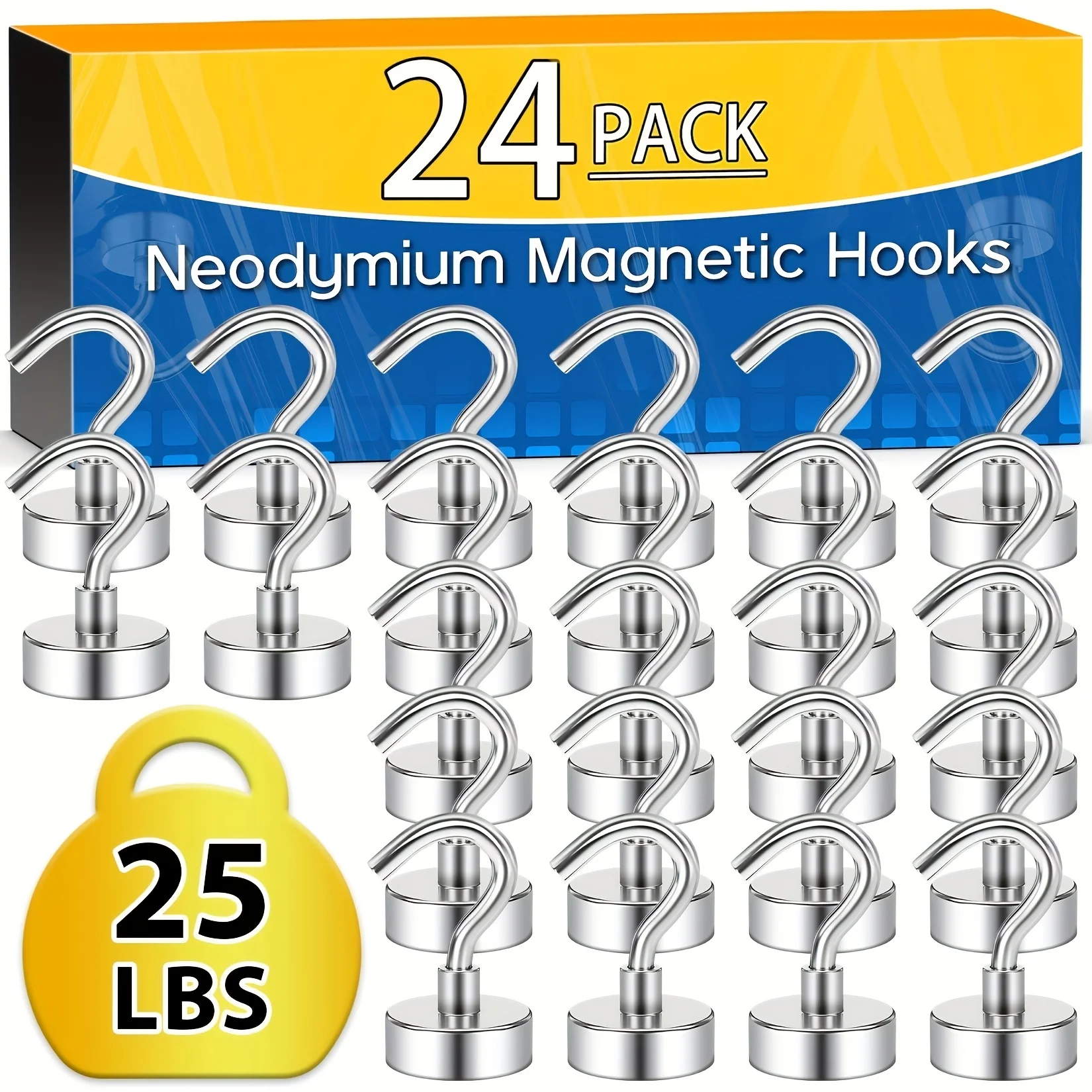 24pcs Magnetic Hooks, 25Lbs Strong Heavy Duty Cruise Magnet S-Hooks for  Hanging, Cabins, Grill, Kitchen, Garage, Workplace and