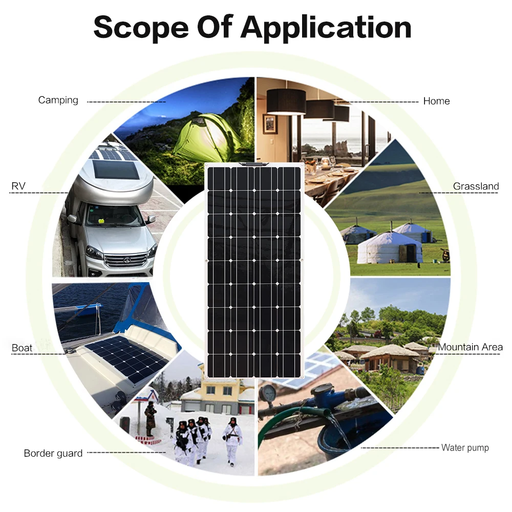 18V Flexible Solar Panels 50W 100W 120W Solar Balcony Photovoltaic Panel for Home Car Boat Camper 12V Battery Charger Waterproof