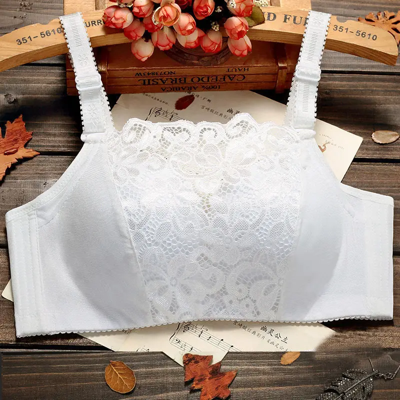 No steel ring lace flower face anti glare small chest gathering thick strapless bra sexy gathering bra