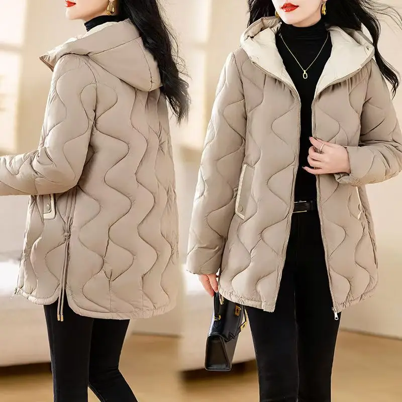 Women cotton padded jacket coat hooded long sleeve zipper-up female outerwear chic tops,quilted coat for women