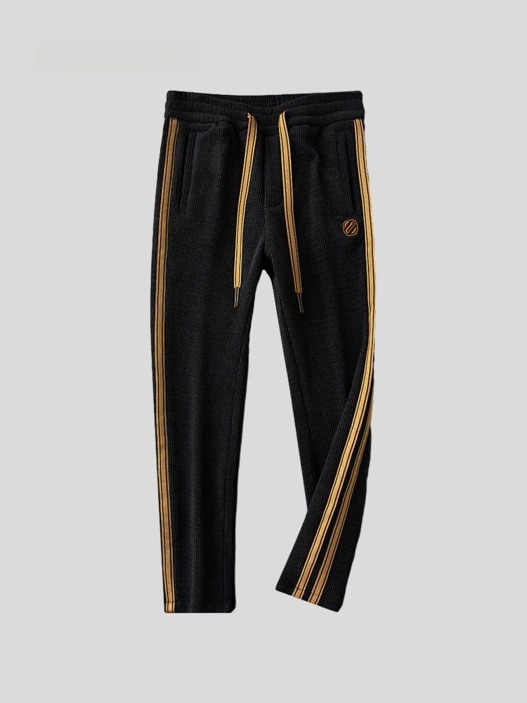 Thickened Fleece Winter Thermal Men's Casual Pants Elastic Drawstring Loose Fit Straight Leg Fashionable Sun Protection Clothing