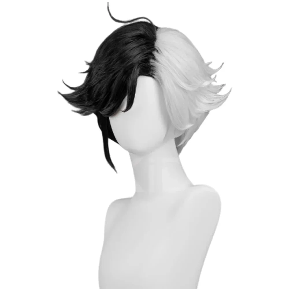 35 cm Luna Sneeuw Cosplay Fantasia Pruiken Vrouwen Wit Zwart Haar Spel Rivaal Disfraz Kostuum Accessoires Halloween Carnaval Party Prop