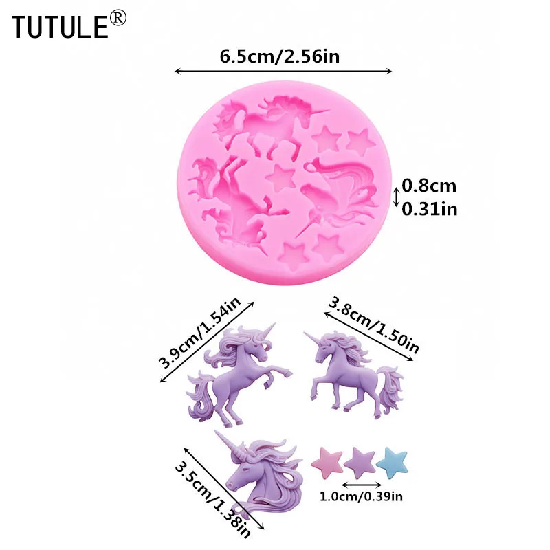 DIY horse Flip Candy Chocolate Cake Silicone Mould 3D unicorn drop glue clays epoxy resin jewelry Accessories Silicone Molds