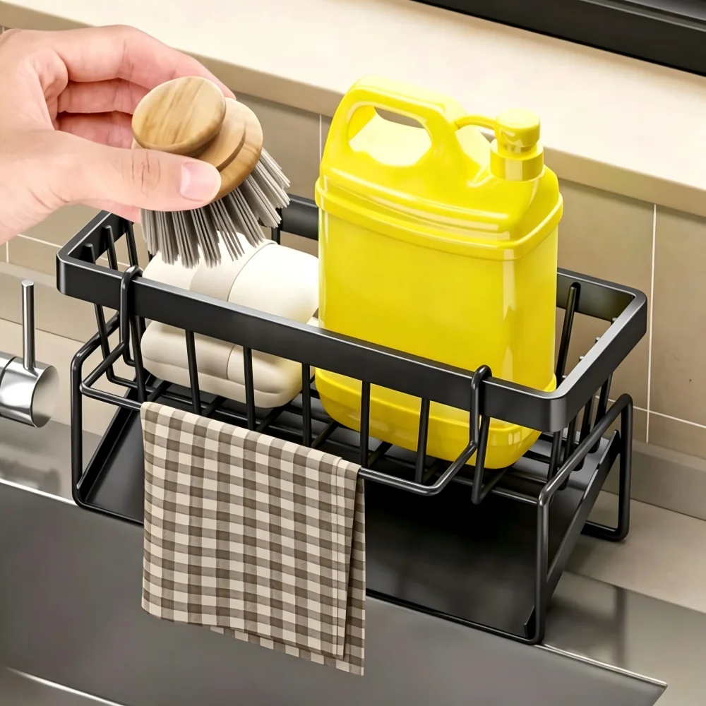 

Compact Tap-Mounted Spice Shelf – Sink Organizer with Drainage Rack – Space-Saving Kitchen Storage for Utensils/Accessories