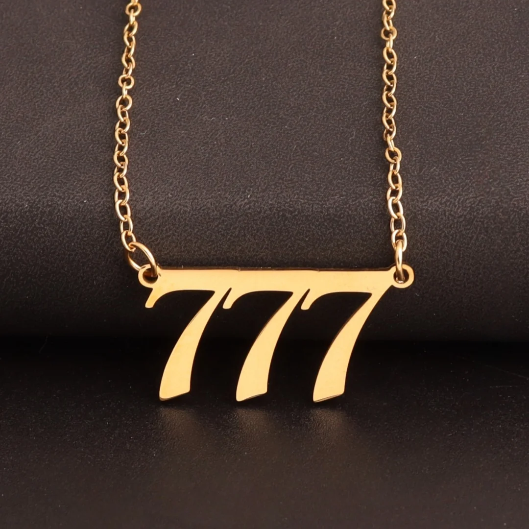 الفولاذ المقاوم للصدأ رقم الحظ 111 222 333 444 555 666 777 888 999 الملاك رقم قلادة الفضة عدد قلادة هدية لها #5