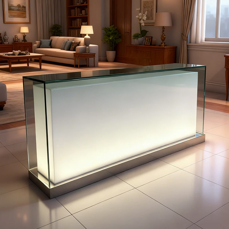 fb- Manufacturer Production Matte Long Acrylic Reception Desk Rectangular Modern Commercial Acrylic Reception Bar Counter