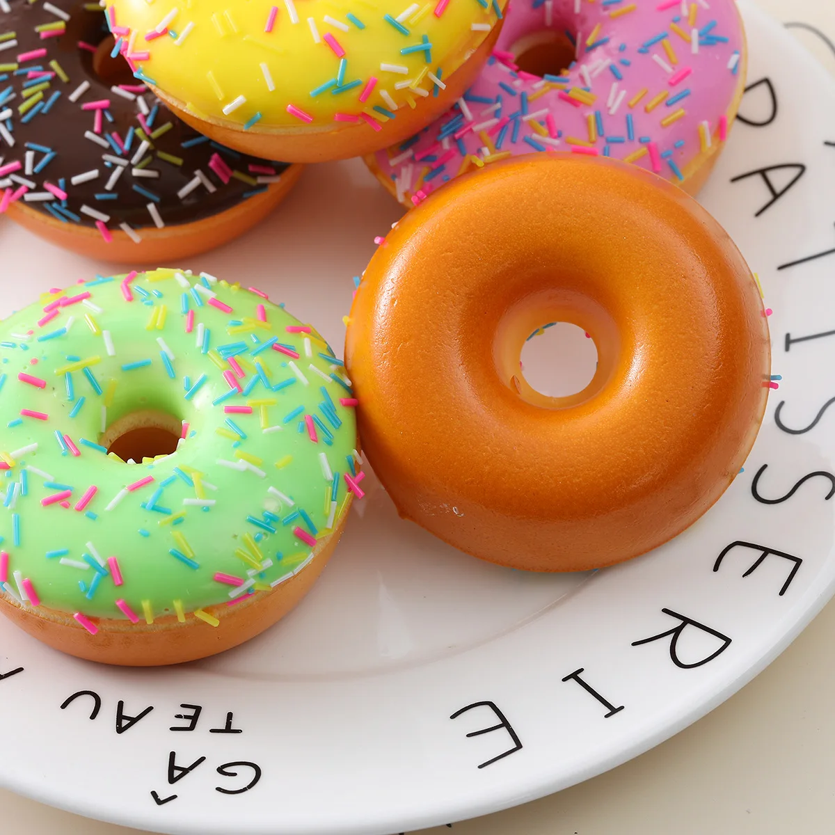 6pcs Slow rebound PU simulation food cake colored large doughnut cake bread model photography decorative props
