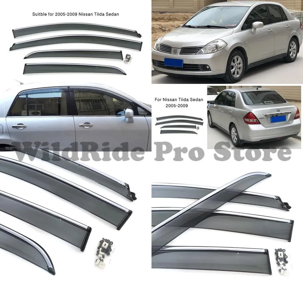 

1 set OEM 2005-2009 Nissan Tiida Window Rain Visors Injection Molding for Nissan Tiida Versa Rain Deflector