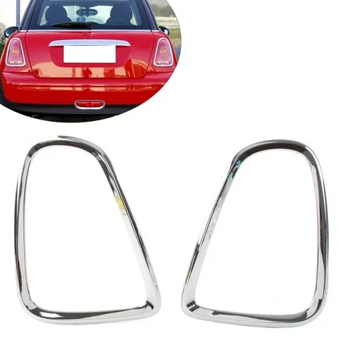 Rear Tail Light Trim Bezel Ring Pair For MINI Cooper R55 R56 R57 R58 R59 2007‑2014 ABS Chrome Gloss Black OE 51132296297/298