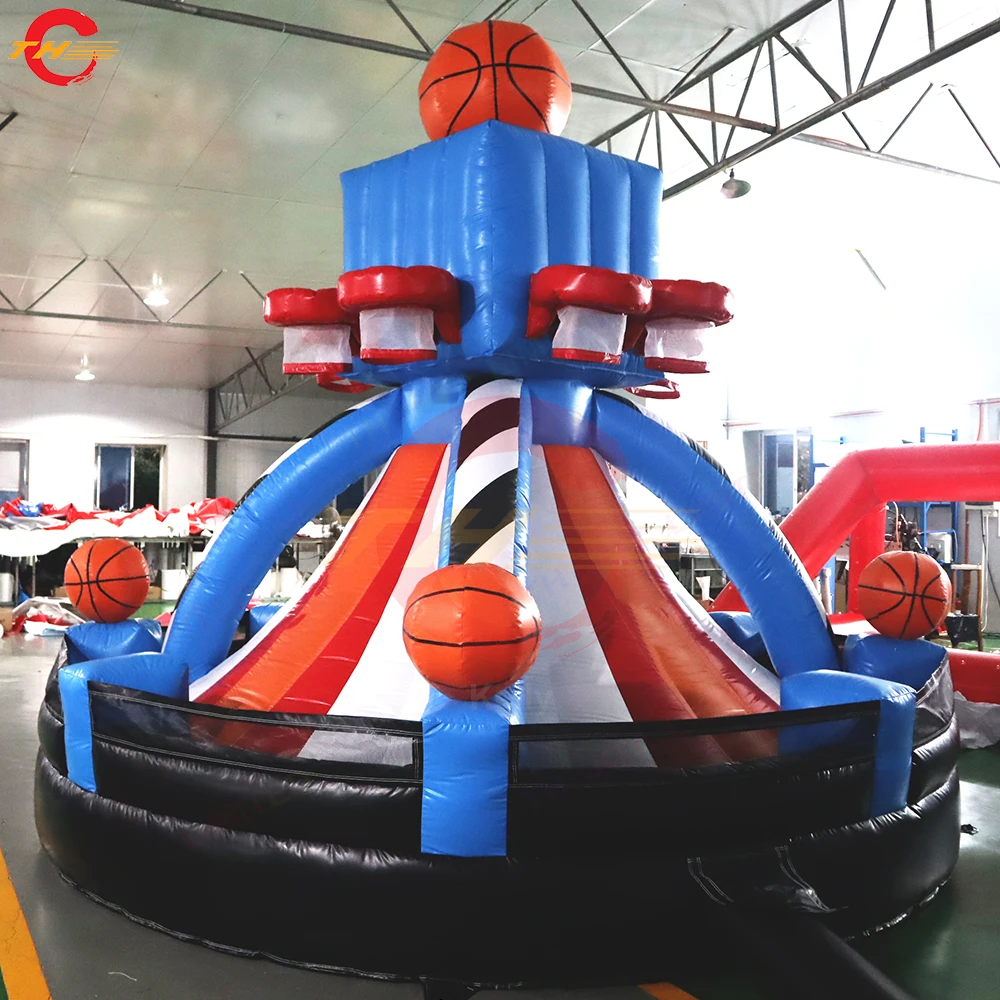 Transporte rápido 4x3.5m 8 jogadores infláveis basquete jogar bolas de jogo tiro inflável carnaval brinquedos eventos festa aluguel