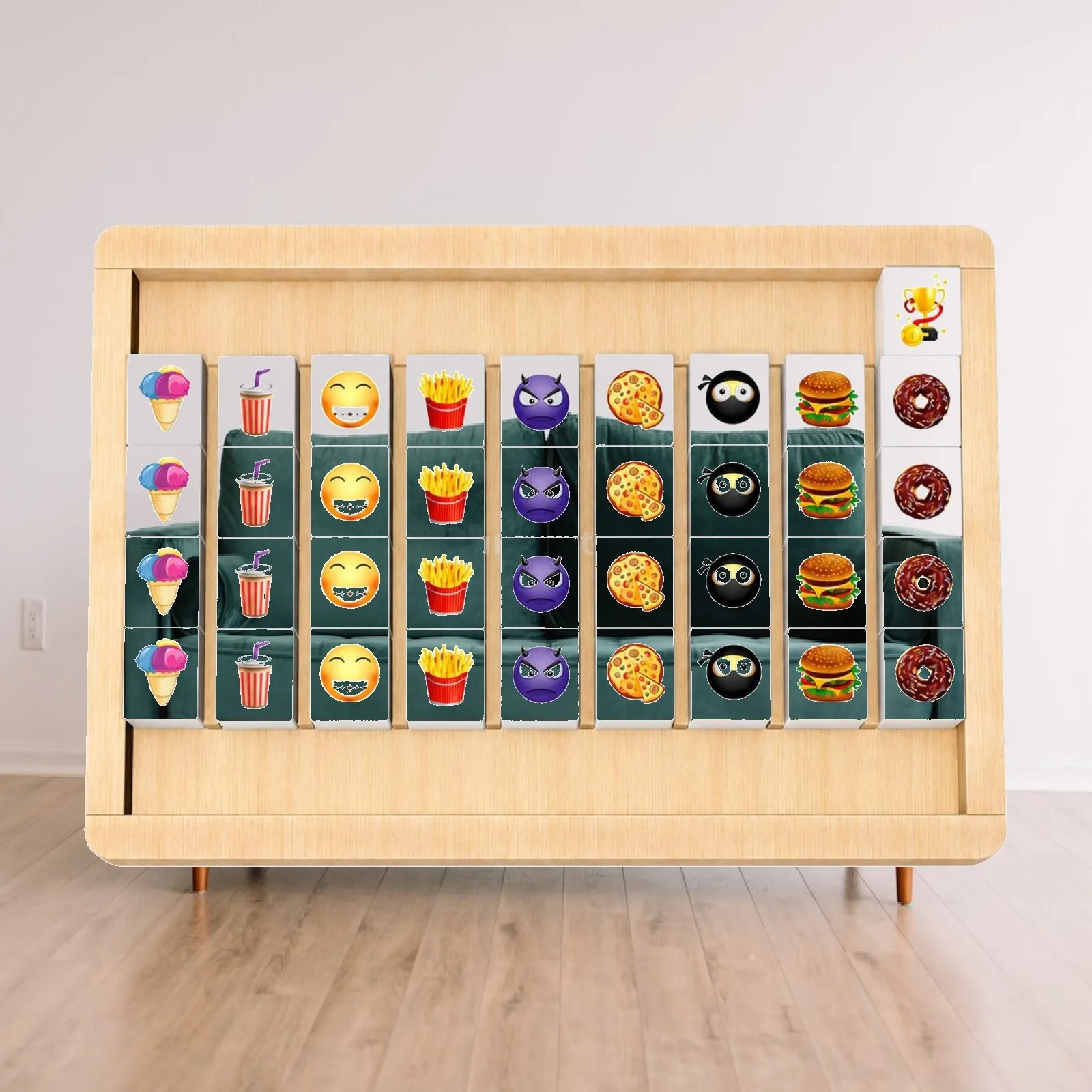 Wooden-Look Board Game with Tiles Screensans Screen Tabletop Matching Game Preschool Learning Toy Multiplayer Developmental Toy