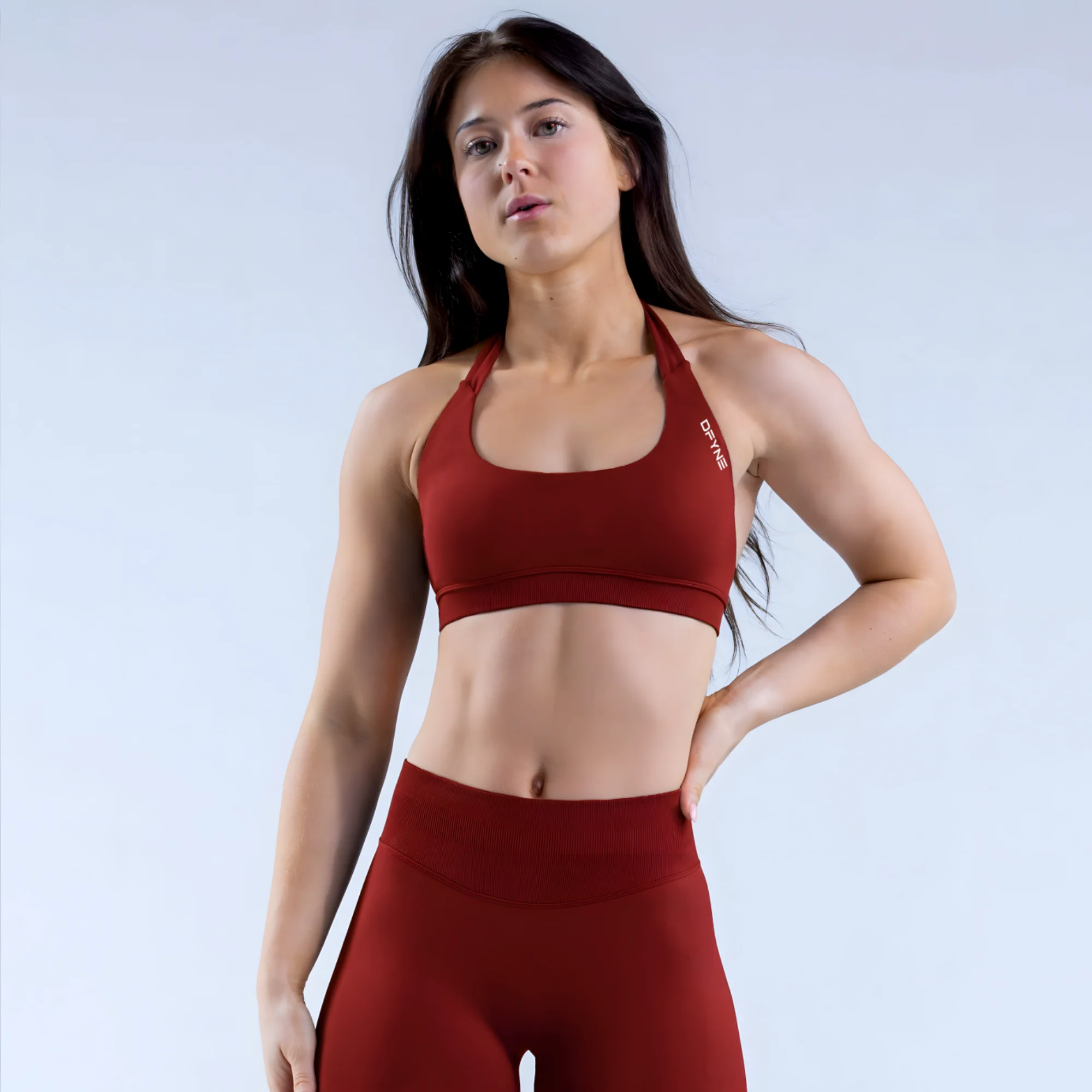 Reggiseno sportivo da yoga con logo Reggiseno da donna senza cuciture con scollo all'americana aperto sul retro Reggiseni da yoga con supporto medio Top corto da palestra Abbigliamento sportivo imbottito