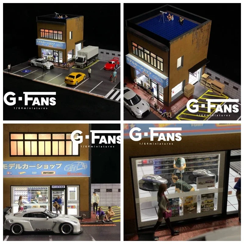 Led Light Parking 1:64 Car Diorama Display Garage Model Children Toys for Boys Building Scene Simulation Porsche Centre Gift