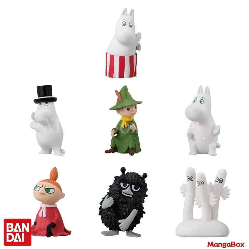Bandai-Mini muñeca oficial, accesorio de Cable de datos, estatuilla decorativa familiar Moumin, juguete de caja ciega coleccionable de moda