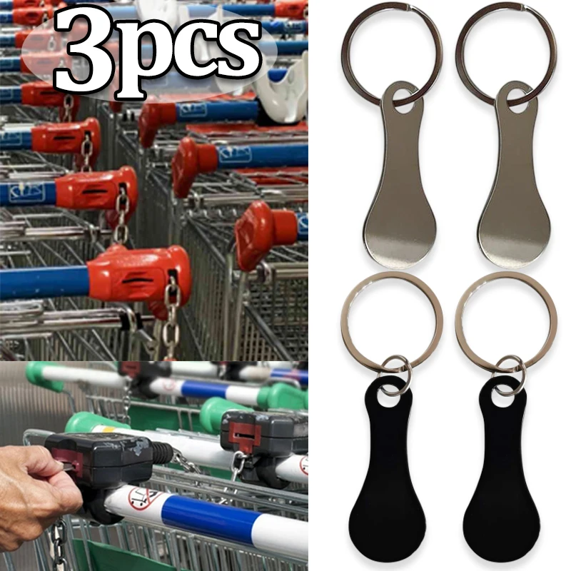 1/3pcs Ring For Key Keychain Metal Aluminum Alloy Sliver Color Shopping Cart Token Keyring Accessories Decor Keyring Hook