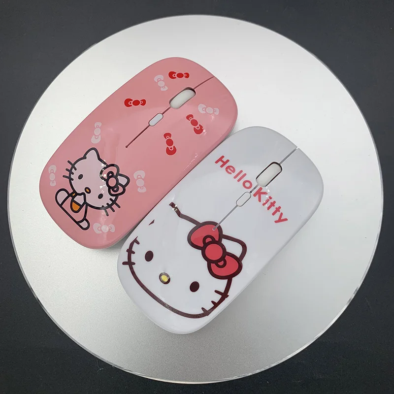 Kawaii Sanrio Wireless Mouse Hello Kittys Accessories Cute Cartoon Anime Ultra-Thin Usb Computer Optical Mouse Toy for Girl Gift