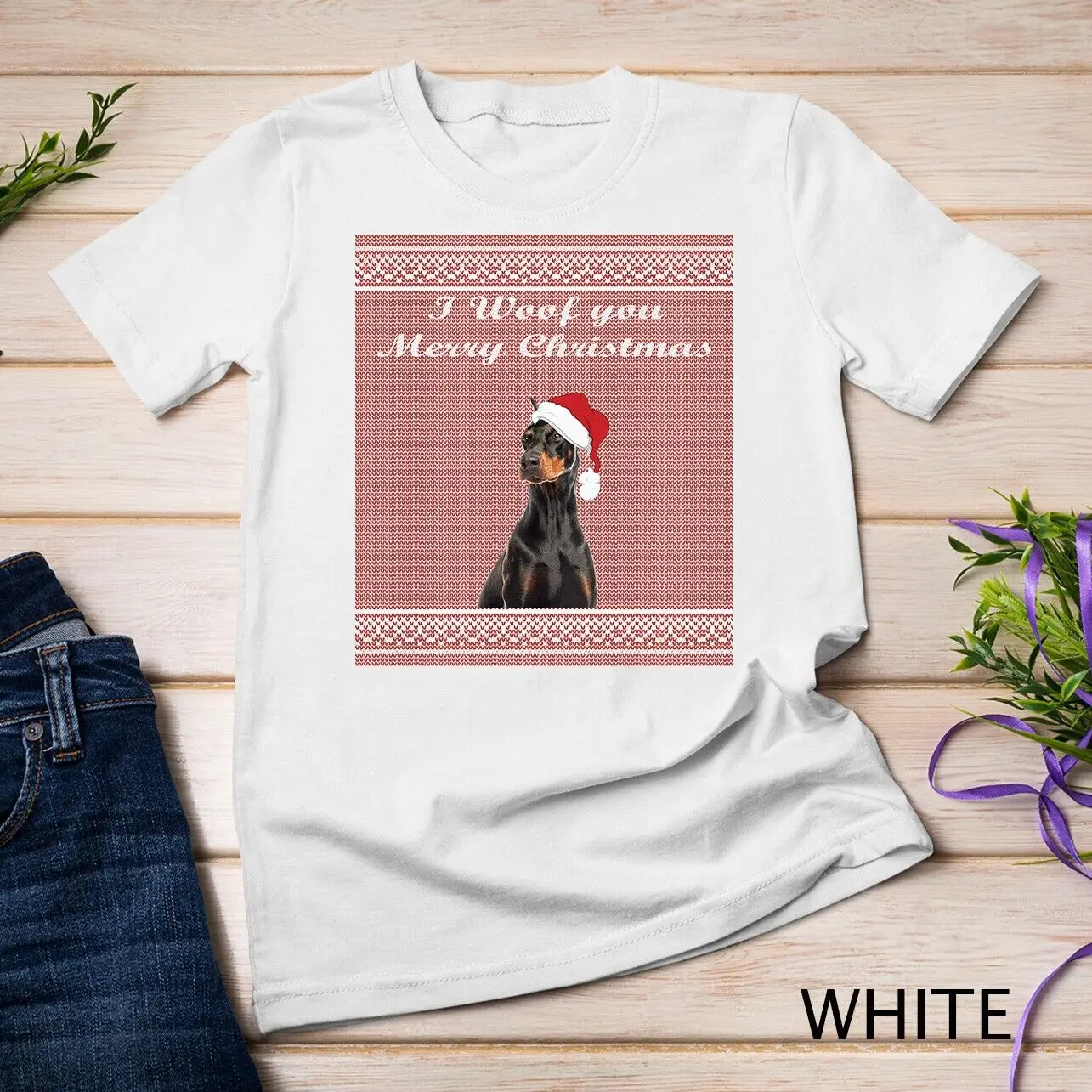 Doberman Pinscher ugly Christmas party Unisex T-shirt