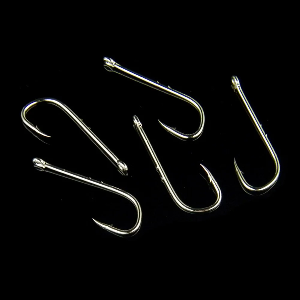 

50pcs Large Fishing Hooks With Box Winter Ice Fishing Hard Fishhook Set Long Handled Anti Unhooking Barb Fish Hook Fishing Tools