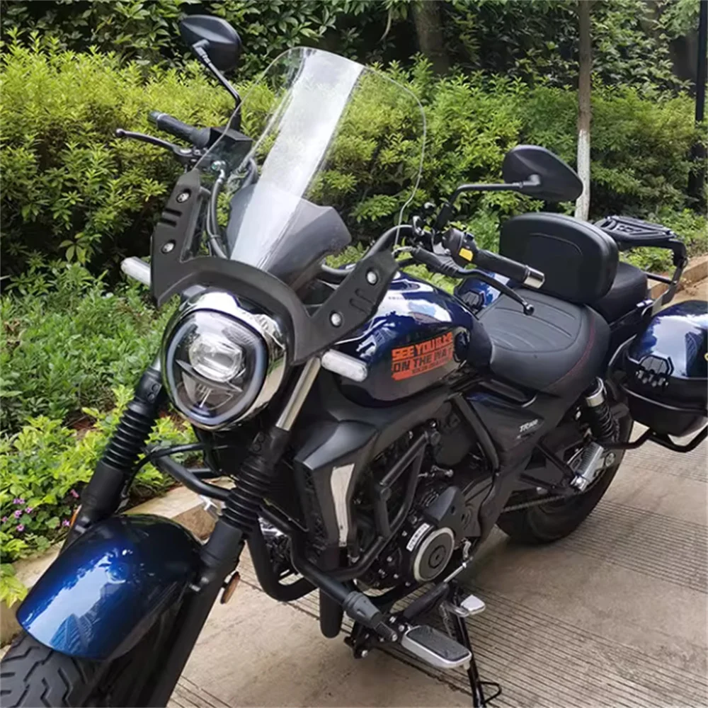 

For the Haojue Travel Edition TR300 TR 300 the windshield has been modified and the front windshield protector has been raised