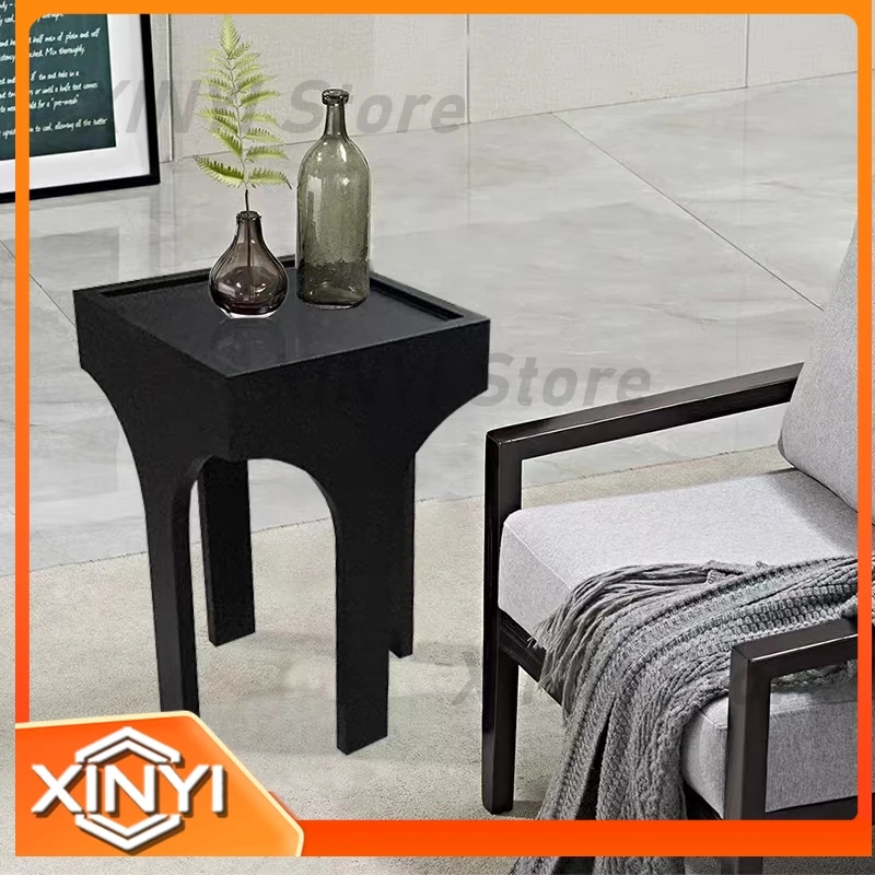 Side Table for Sofa Corner Side Cabinet Minimalist Italian Style Coffee Table Luxury Solid Wood Square Table for White Ash