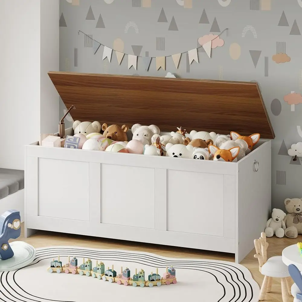 Винтажная деревянная скамейка для хранения вещей 43, подъемный сундук для игрушек, универсальный органайзер для прихожей и гостиных белого и ореха