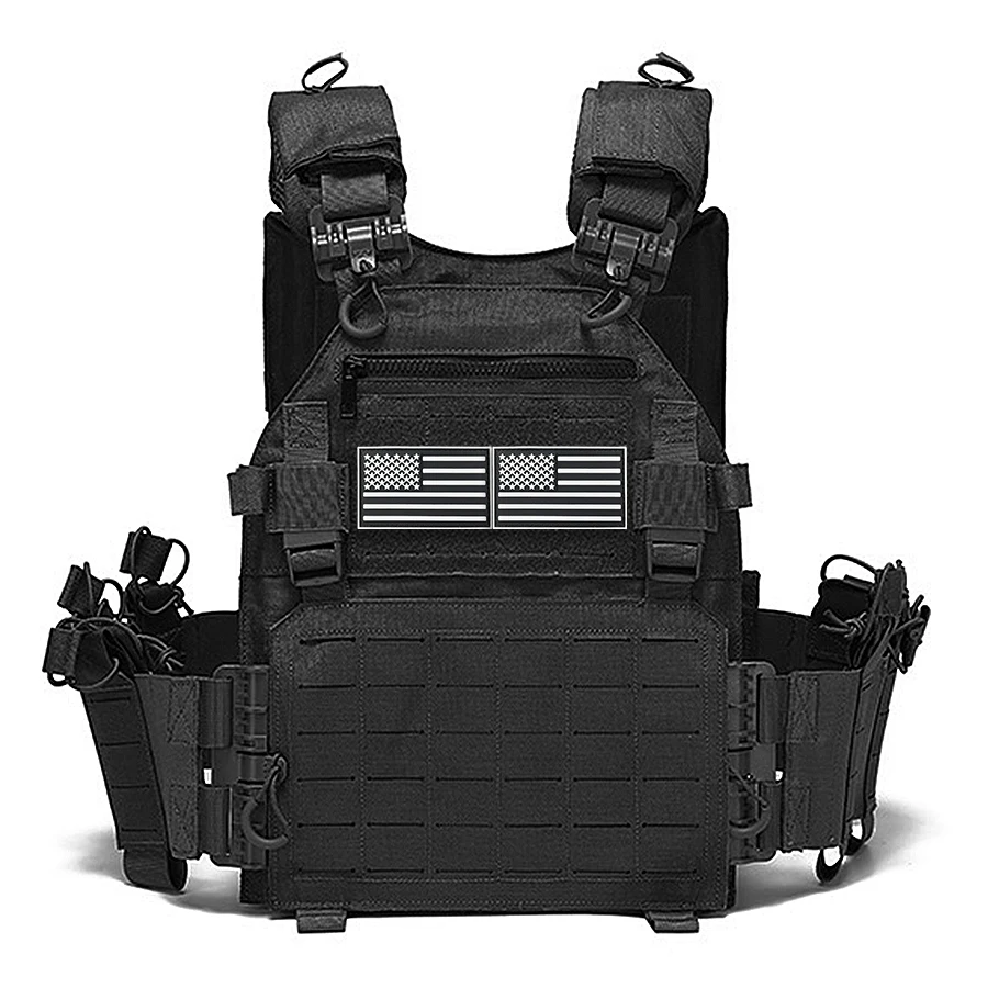 BH Black Multifunctional Hunting Vest with National Flag Sticker, Suitable for Outdoor Sports