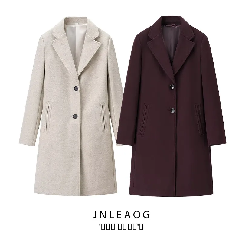 

JNLEAOG Faionable Soft oulder Pad Coat Women's Sli Versatile Autumn New Arrival Long Sve Polyester Fiber Coat