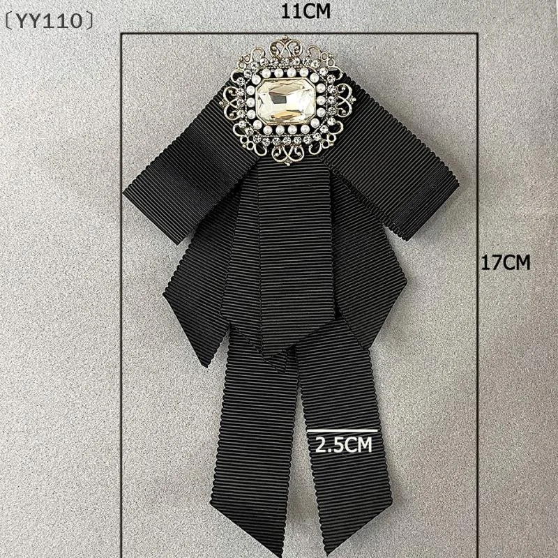 [-YY110] أسود أبيض القوس الشريط اللؤلؤ بروش المرأة خمر الشريط ربطة القوس فيونكة الملابس والاكسسوارات