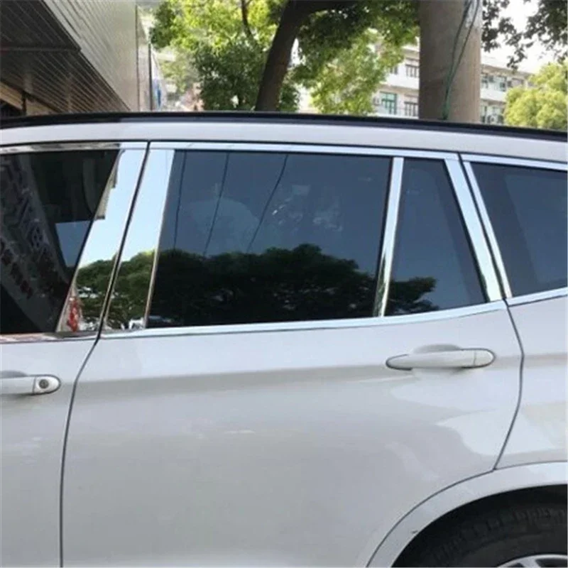 

WELKINRY For BMW X3 F25 2nd Generation 2011-2017 Stainless Steel Car Body Door Window Central Middle B C Column Pillar Post Trim
