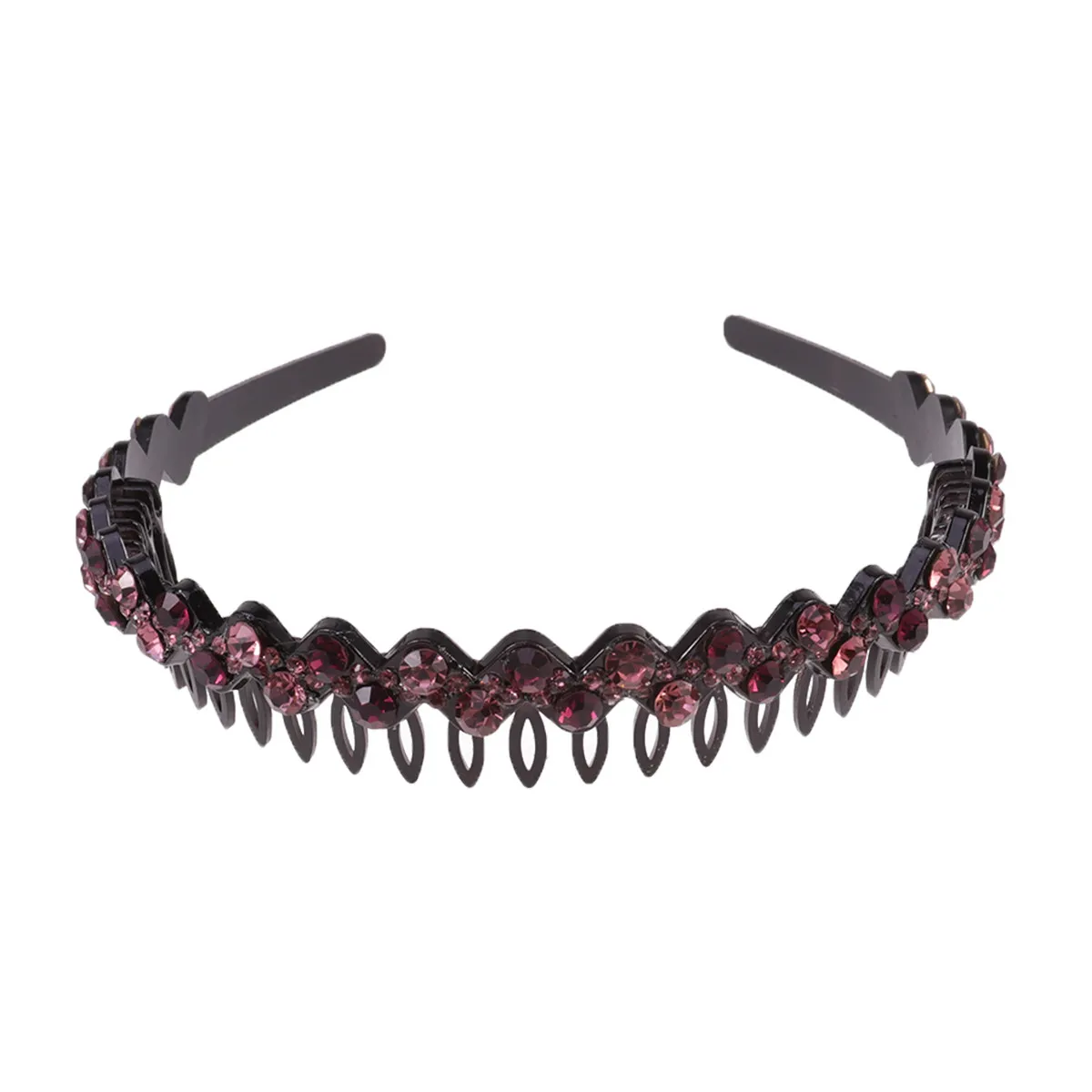 Rhinestone Wave Tooth Headband for Women Acrylic Hairband Party Masquerade Carnival Photo Prop